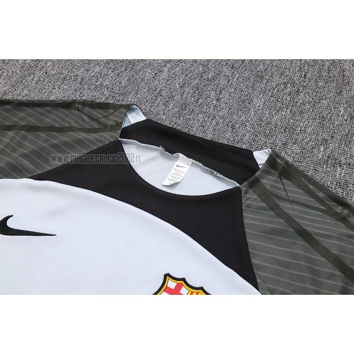 Tuta da Track del FC Barcellona Manga Corta 2023-2024 Grigio - Pantalon Corto